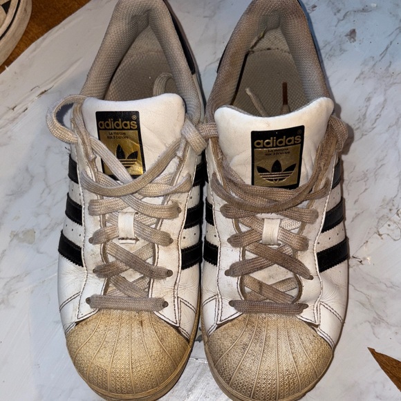 Adidas White and Black Shell Toe Sneakers - Picture 1 of 2